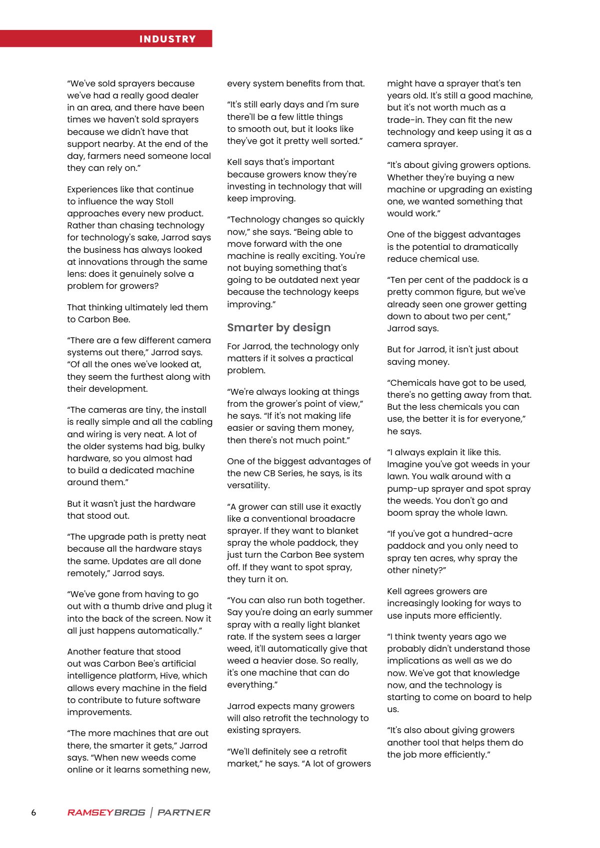 Page 8 of the Ramsey Bros Partner magazine, August 2026