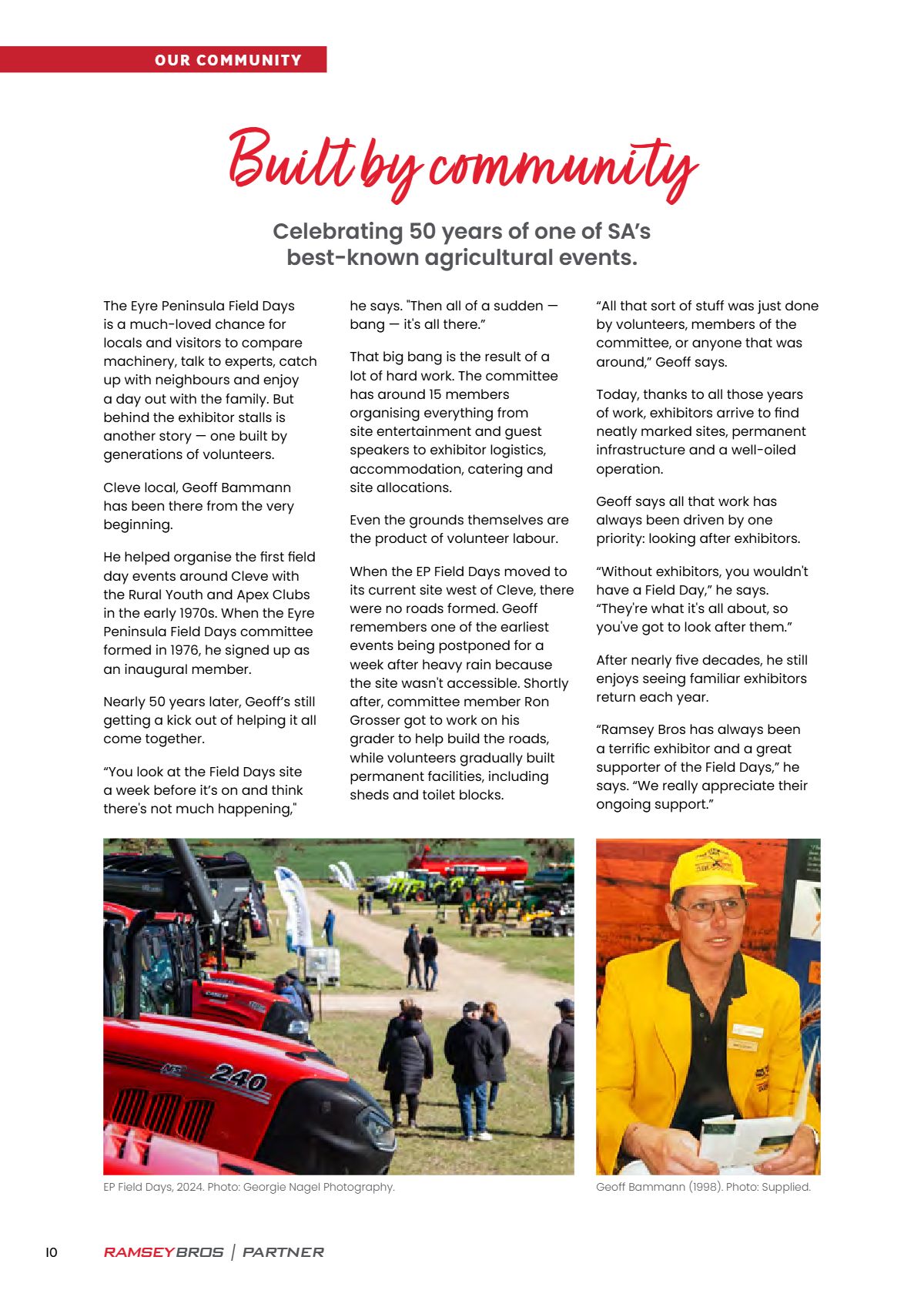 Page 12 of the Ramsey Bros Partner magazine, August 2026