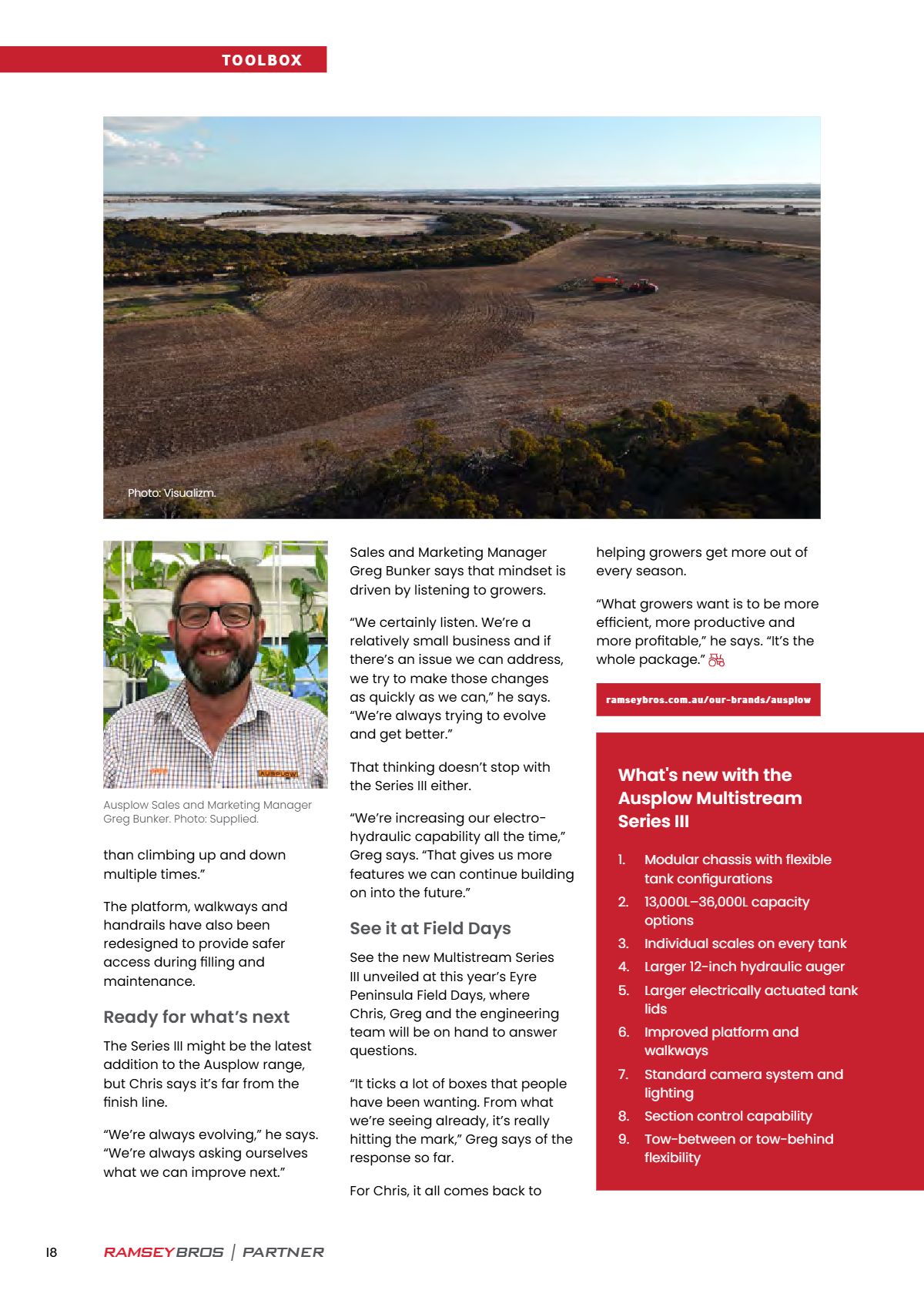 Page 20 of the Ramsey Bros Partner magazine, August 2026
