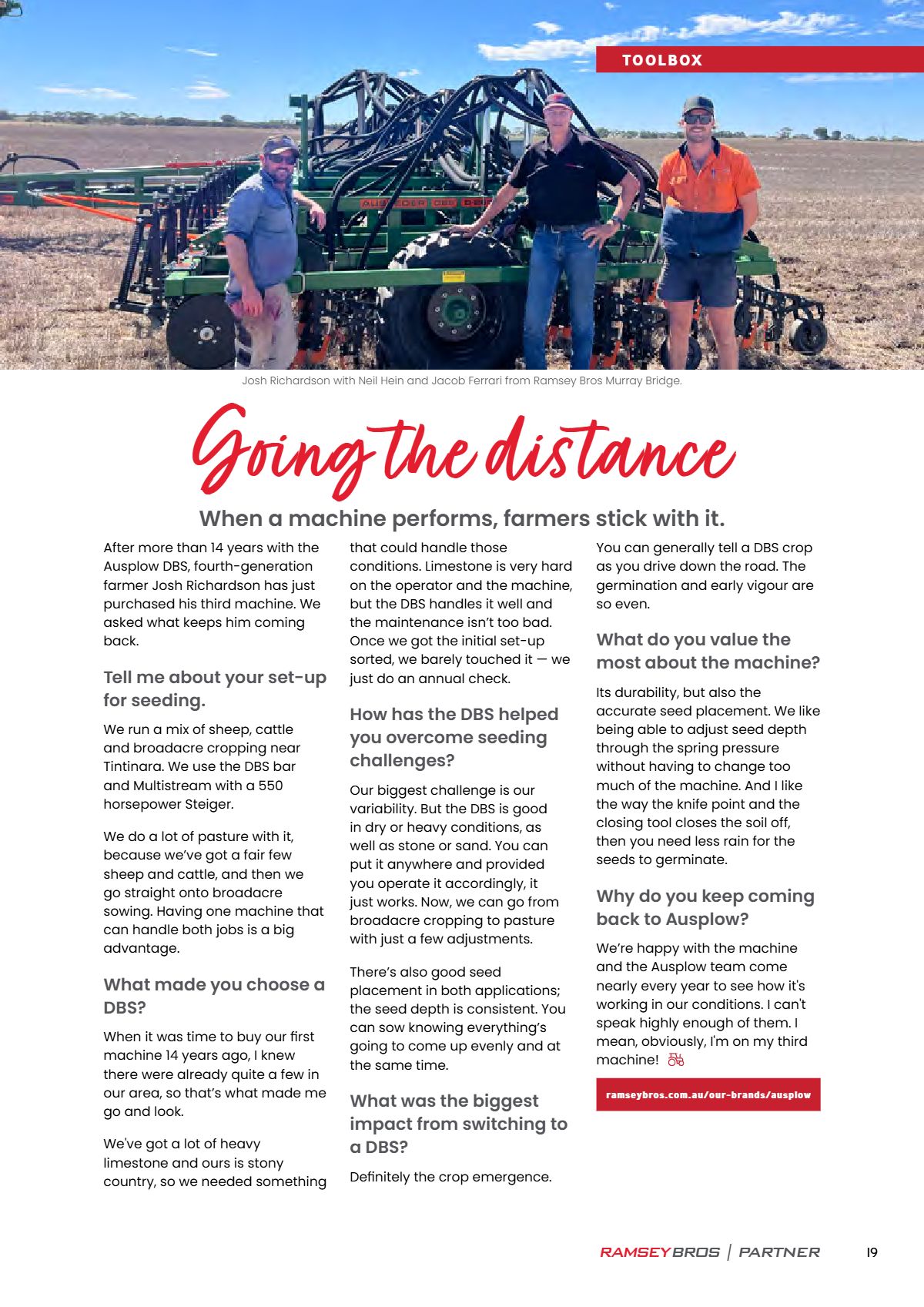 Page 21 of the Ramsey Bros Partner magazine, August 2026