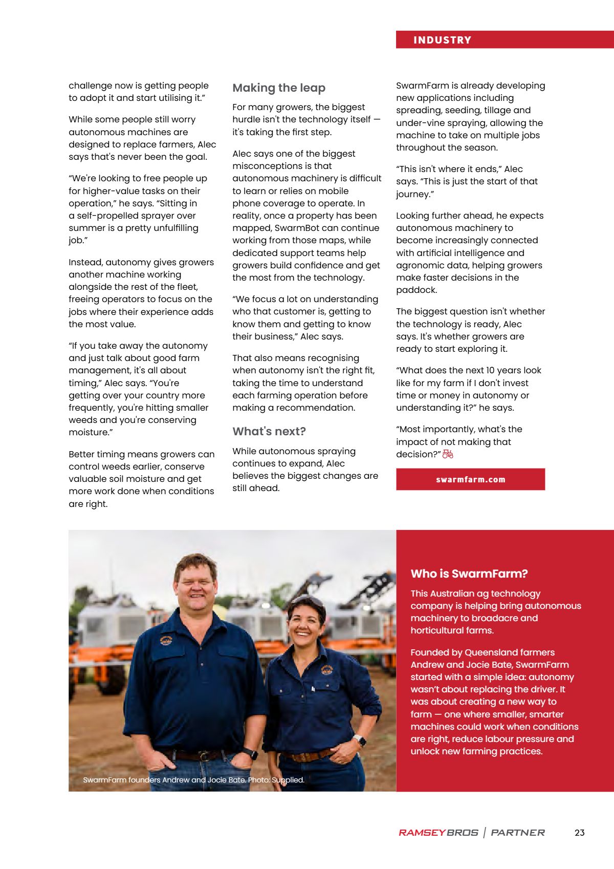 Page 25 of the Ramsey Bros Partner magazine, August 2026