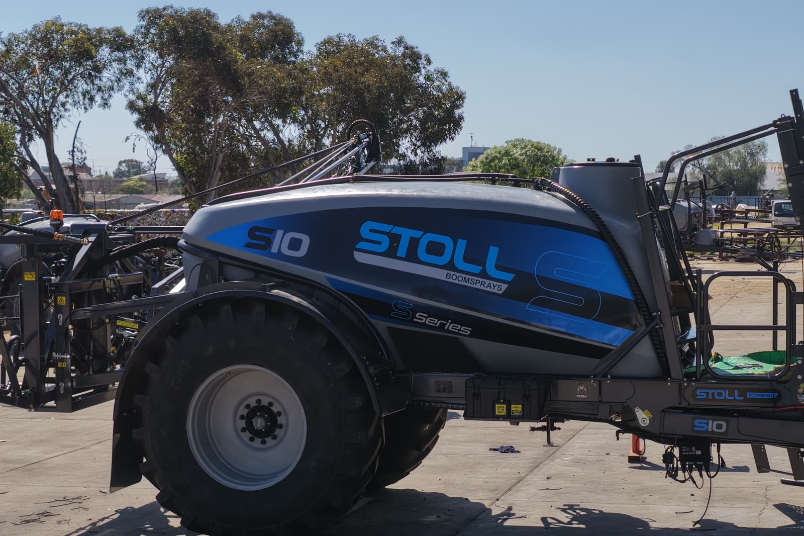 A Stoll S10 side on with its boom folded